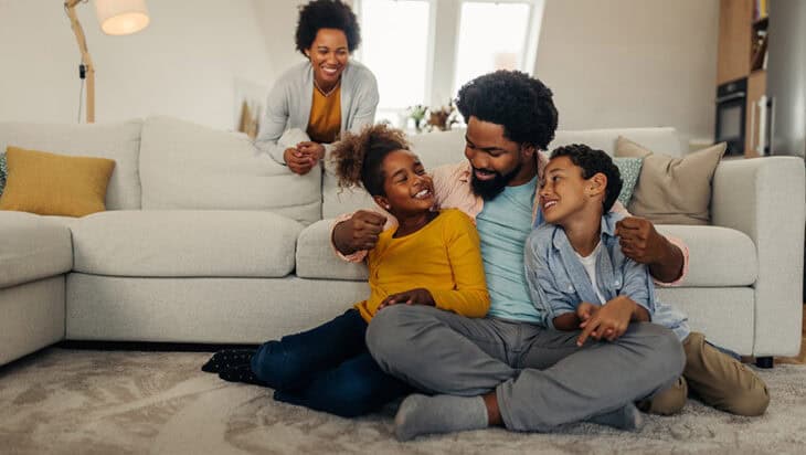 Parents and their children bonding at home