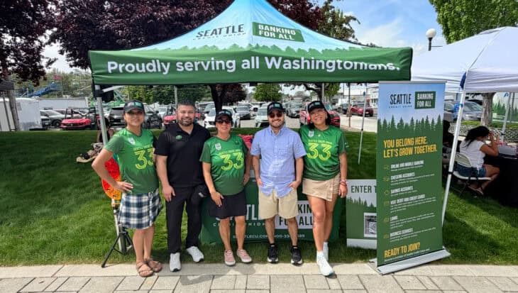 staff at a booth